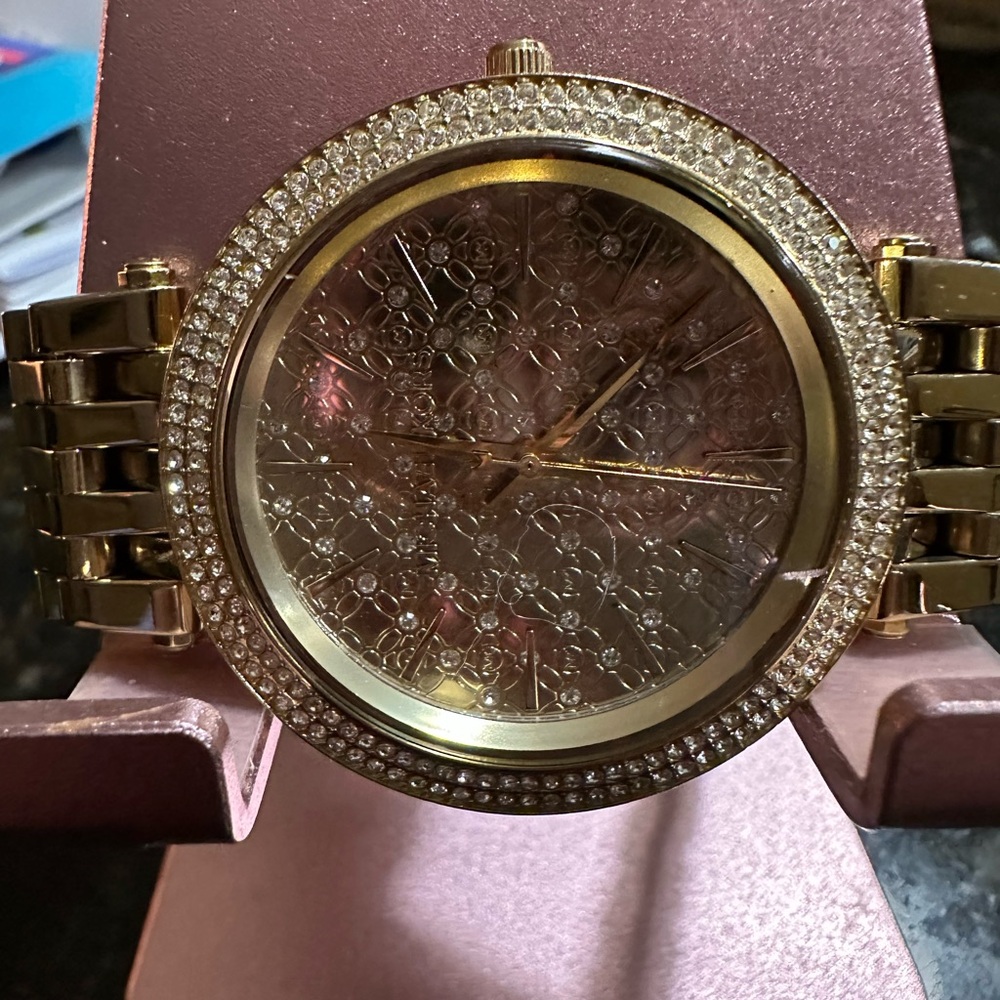 Michael Kors Gold Crystal-Trim Women's Bracelet Watch